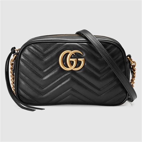 black gucci purse with gold chain|gucci small marmont bag black.